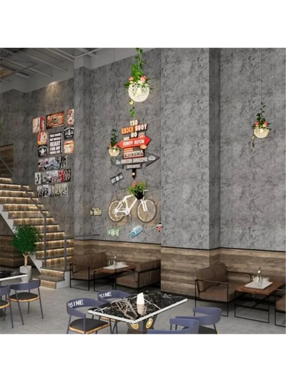 Gray Concrete Peel Stick Wallpaper Faux Cement Contact Paper Waterproof Vinyl